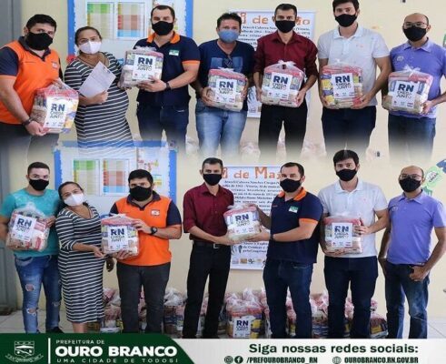 OURO BRANCO: Prefeito Samuel Souto recepcionou a chegada das cestas básicas do “RN CHEGA JUNTO”