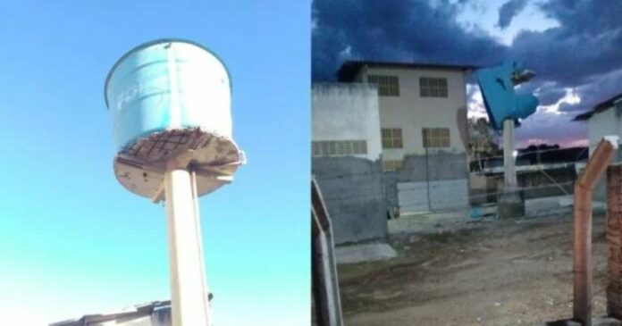 Reservatório d’água do matadouro público de Ouro Branco desaba