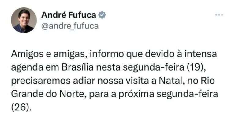 Ministro do Esporte adia agenda em Natal para o dia 26