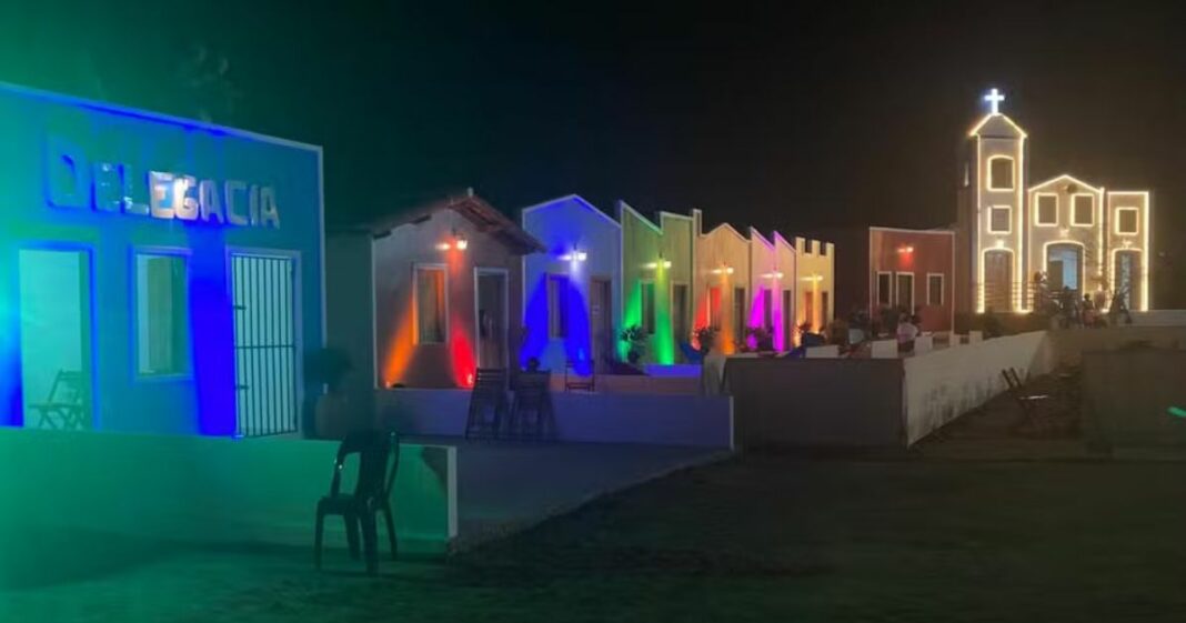 Prefeitura, delegacia, bodega e igreja