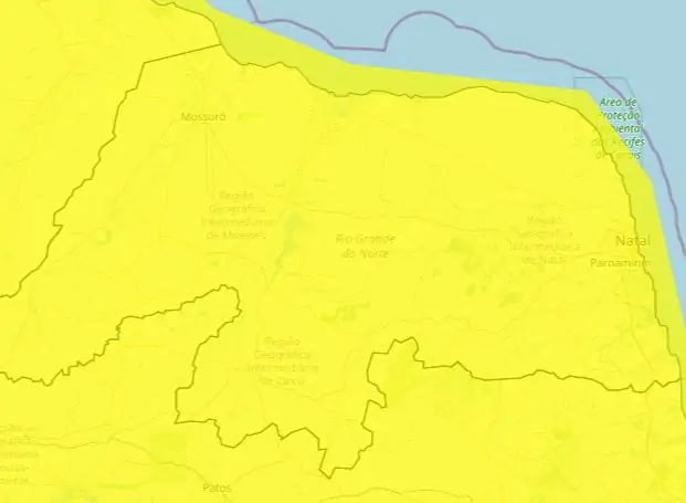 Inmet mantém alerta de perigo potencial de chuvas para o Rio Grande do Norte