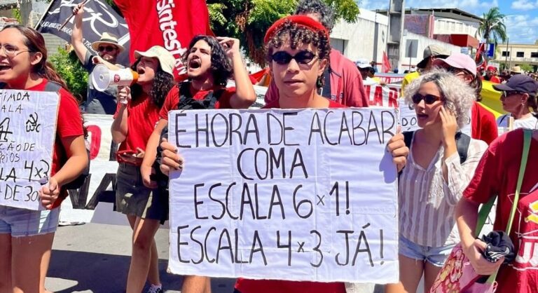 Dia do trabalhador é marcado por protesto pelo fim da escala 6x1 em Natal