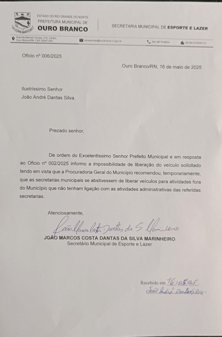 Prefeito de Ouro Branco nega transporte para projeto esportivo de sobrinho do presidente da Câmara