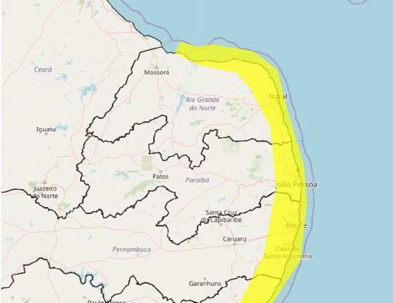 Inmet emite alerta de chuvas para Natal e outras 42 cidades do Rio Grande do Norte