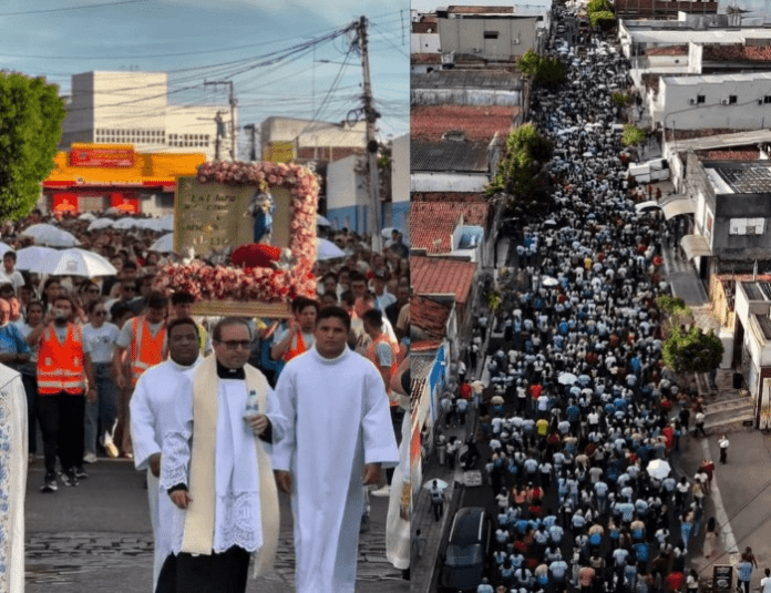 Multidão acompanha procissão e missa de encerramento da festa da No momento, você está visualizando Multidão acompanha procissão e missa de encerramento da festa da padroeira em João Câmara